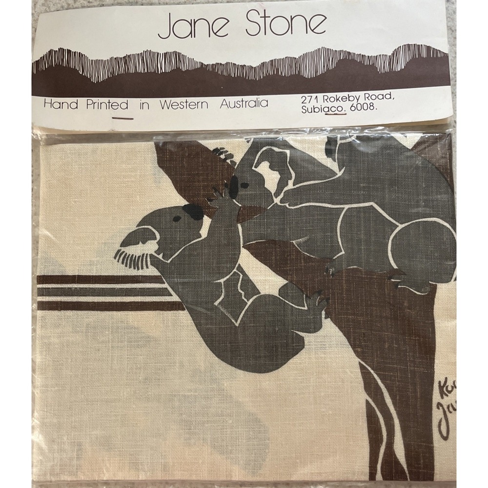 Vintage Jane Stone Hand Printed Koala Textile Wall Hanging Subiaco W Australia